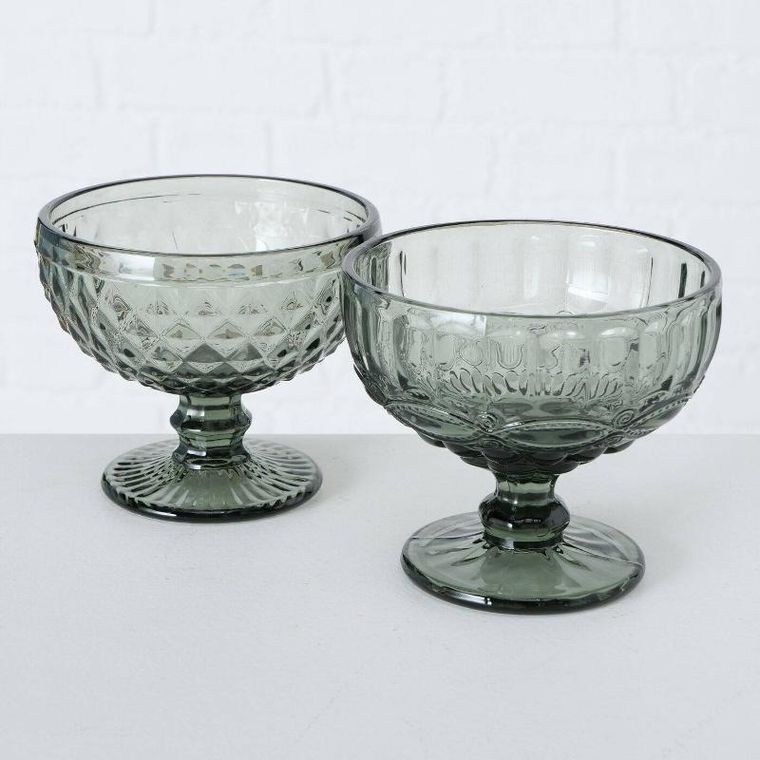 Boltze Home, pucharek do deserów i lodów, zielone szkło, Ø 12 cm