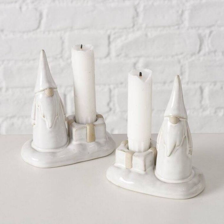 Boltze Home, Slavko, świecznik z gnomem na pojedynczą świecę, 11 cm