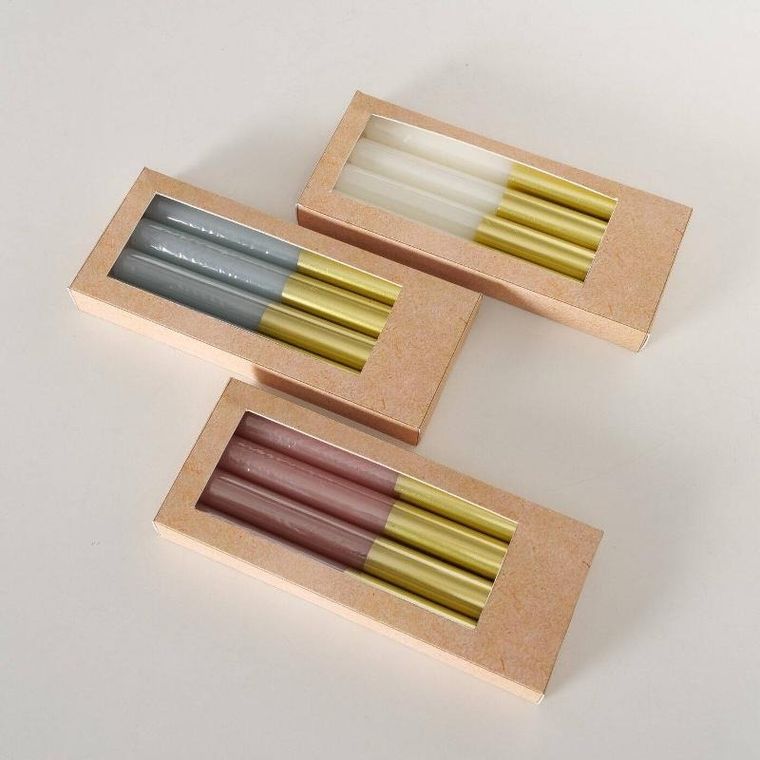 Boltze Home, świeczki kolorowe z podstawą w złotym kolorze, 4 szt.