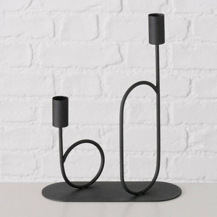 Boltze Home, świecznik czarny metalowy, Orlando
