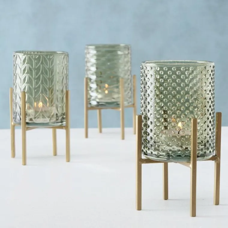 Boltze Home, świecznik na tealighty, Bolito, zielone szkło, Ø 8 cm