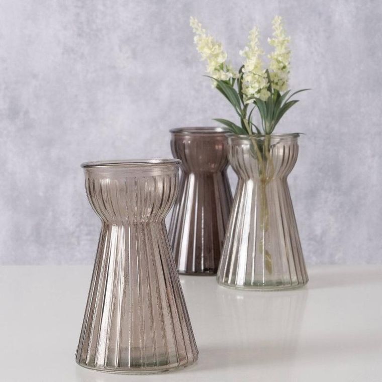 Boltze Home, wazon szklany, Hyacintha, ryflowane szkło, 15 cm