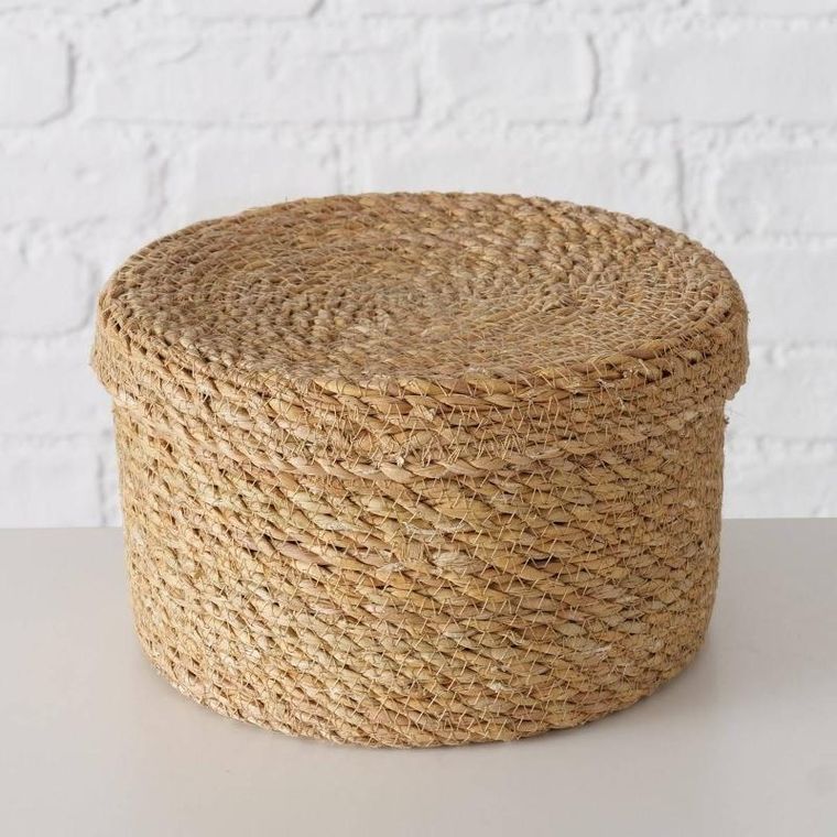 Boltze Home, zestaw koszy z trawy morskiej, Sophy, plecione z pokrywką