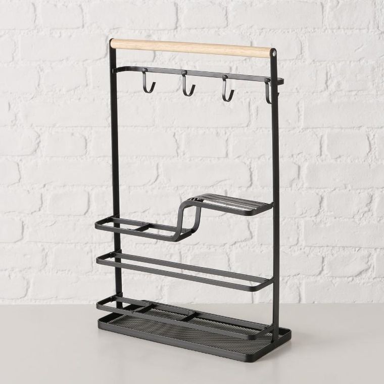 Boltze, metalowa półka z haczykami, Agneta, 43.5-28.5 cm