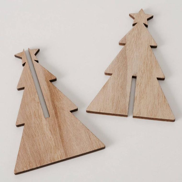 Boltze Xmas, Karl, ozdobne choinki ze sklejki, 12-25 cm, 3 szt.