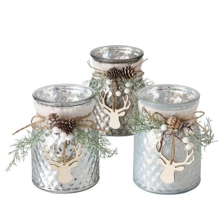 Boltze Xmas, Wilka, świecznik, słoik ze stroikiem, 16 cm