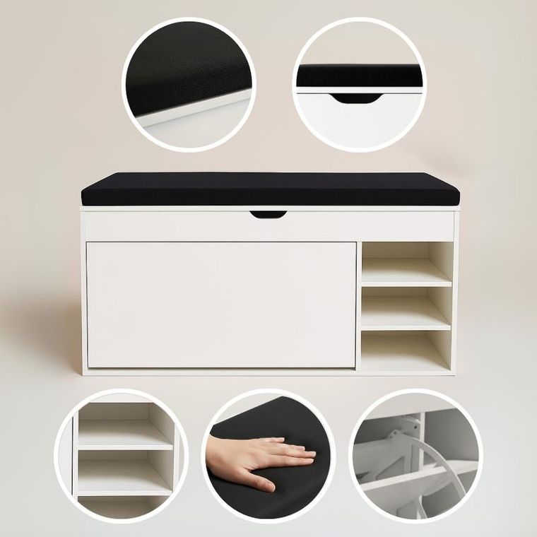 Boximo, Gradia, szafka na buty z siedziskiem i wysuwanymi półkami, 100-34-50 cm