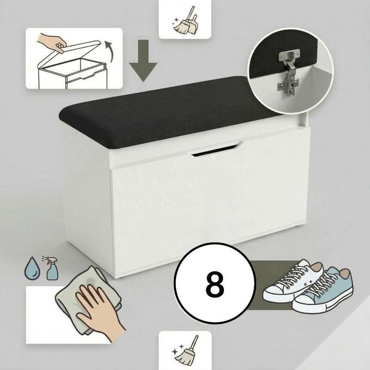 Boximo, Soto, szafka na buty z siedziskiem i schowkiem, 80-50-35 cm