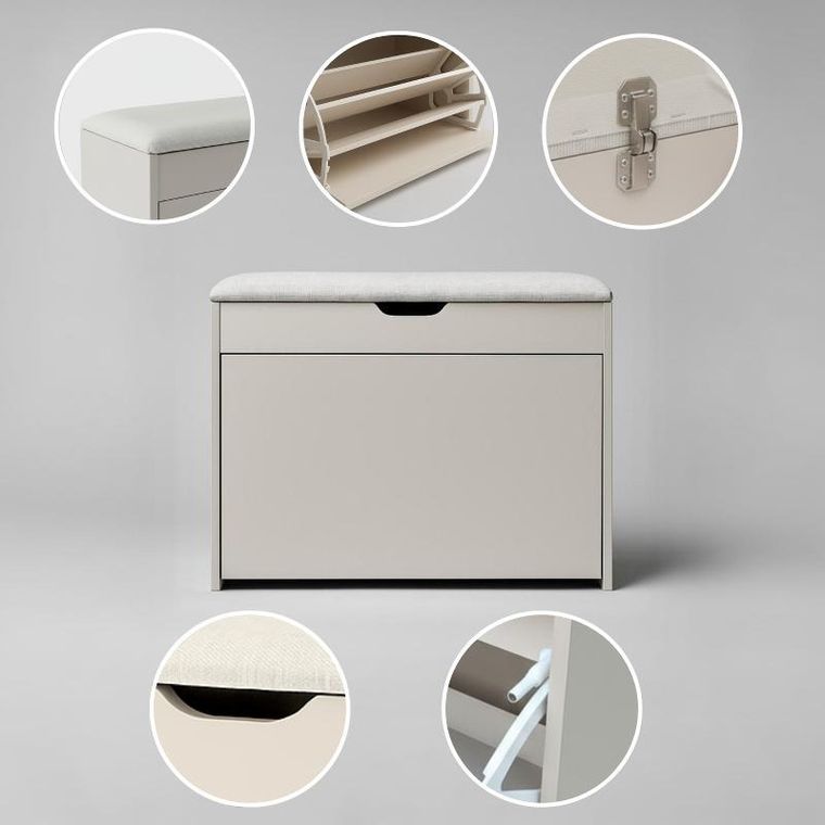 Boximo, Vault, szafka na buty z siedziskiem i wysuwanymi półkami, 57-30-53 cm