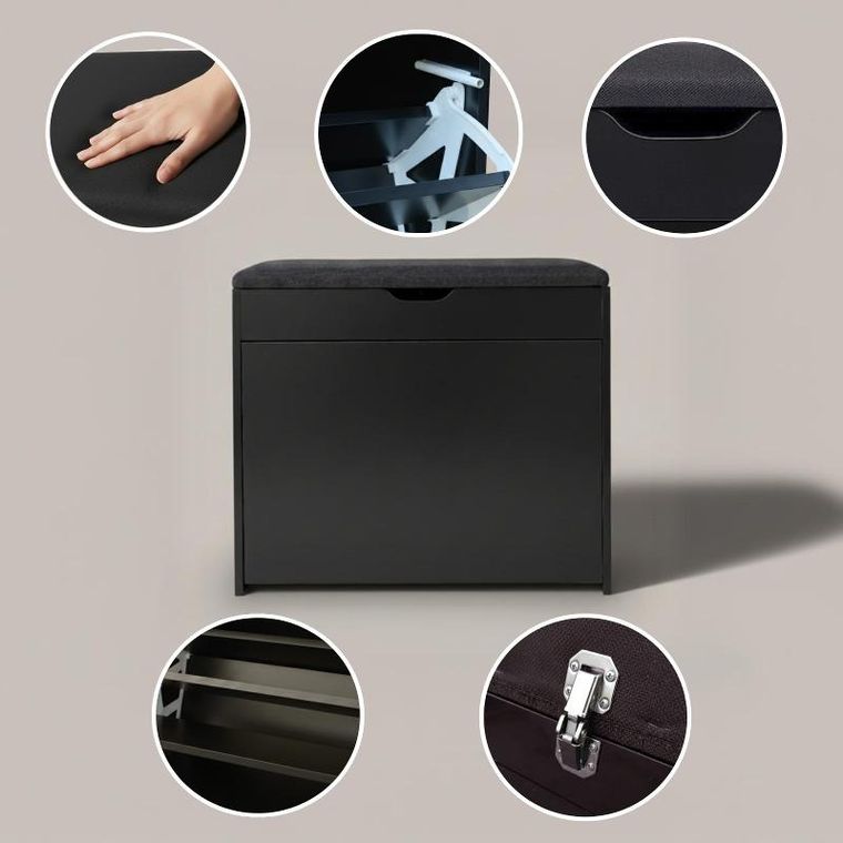 Boximo, Vault, szafka na buty z siedziskiem i wysuwanymi półkami, 57-30-53 cm