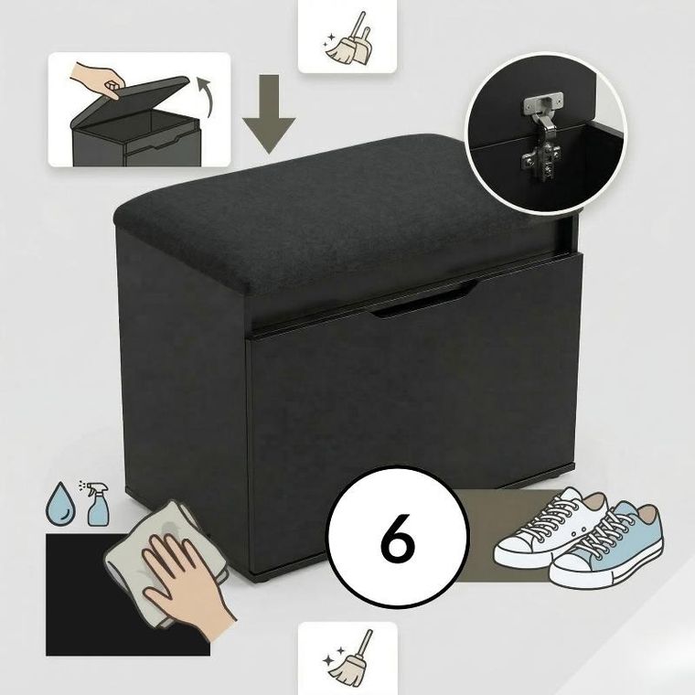 Boximo, Vira, szafka na buty z siedziskiem i schowkiem, 60-50-35 cm