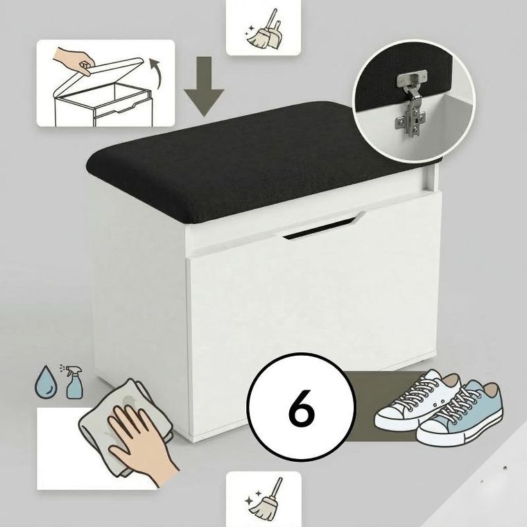 Boximo, Vira, szafka na buty z siedziskiem i schowkiem, 60-50-35 cm