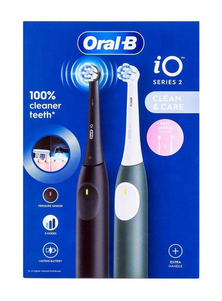 Braun, Oral-B, iO2 Duo, szczoteczka elektryczna, magnetyczna, Night Black & Forest Green, 2 szt.