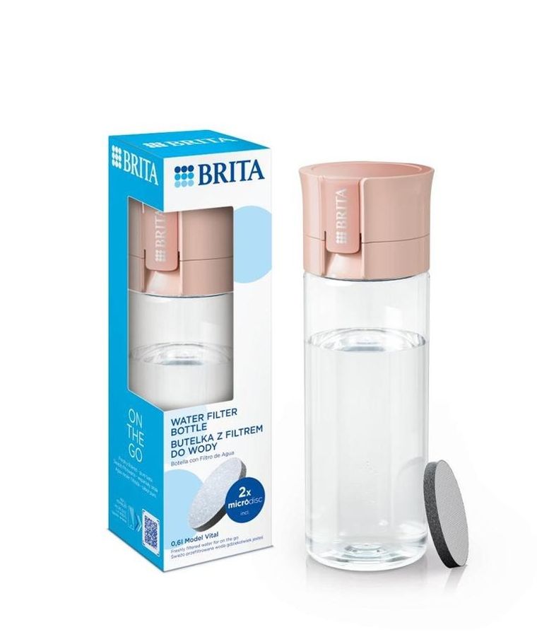 Brita, butelka filtrująca, Vital, pastelowa brzoskwinia, 2 dyski