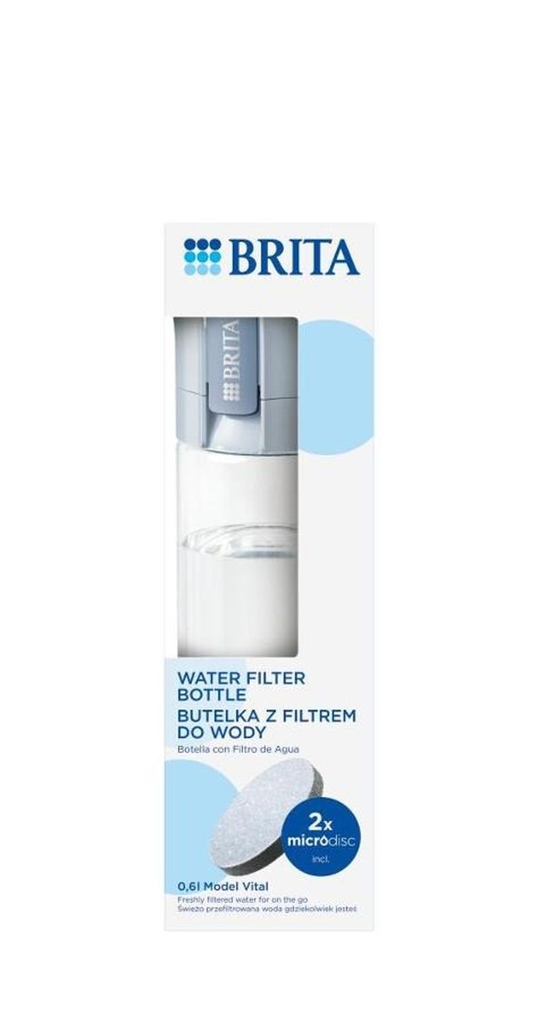Brita, butelka filtrująca, Vital pastelowy błękit, 2 dyski