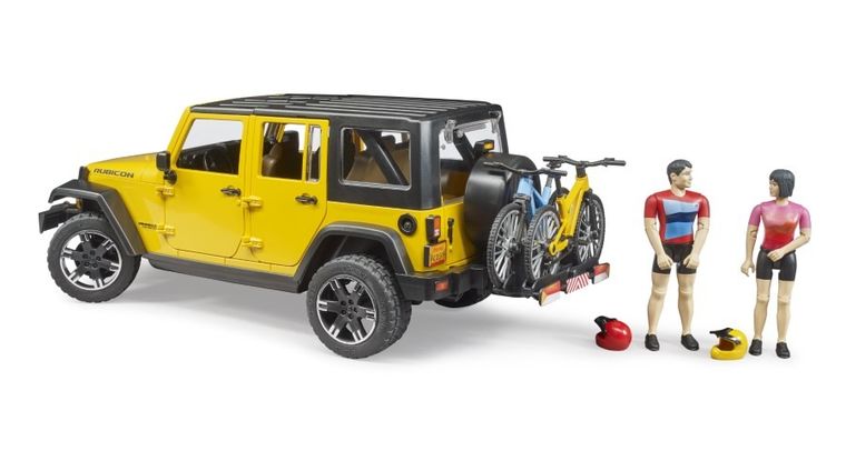 Bruder, Jeep Wrangler Rubicon, samochód z rowerem i figurką