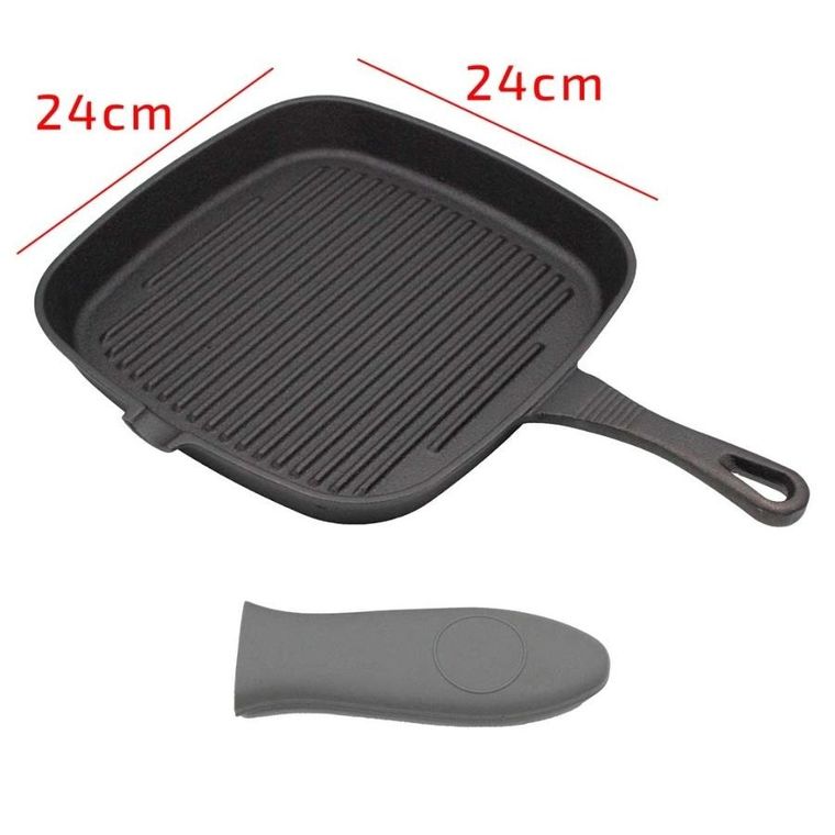 Brunbeste, patelnia grillowa żeliwna z silikonową nakładką, 24 cm