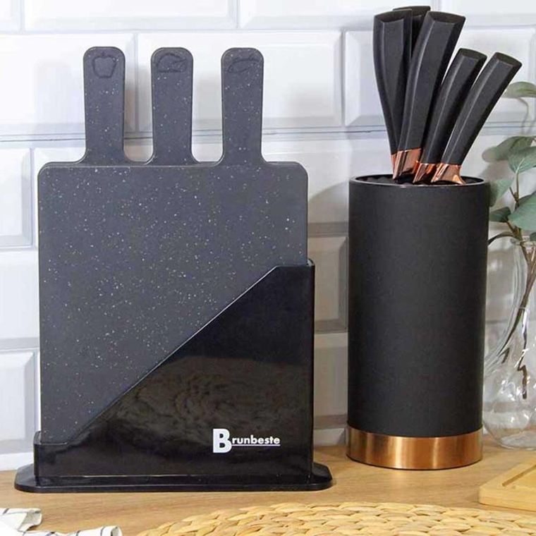 Brunbeste, zestaw 4 desek kuchennych w stojaku