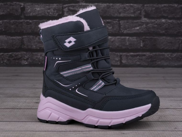 Buty zimowe dziecięce, ocieplane, granatowe, Lotto Nizina Tex K