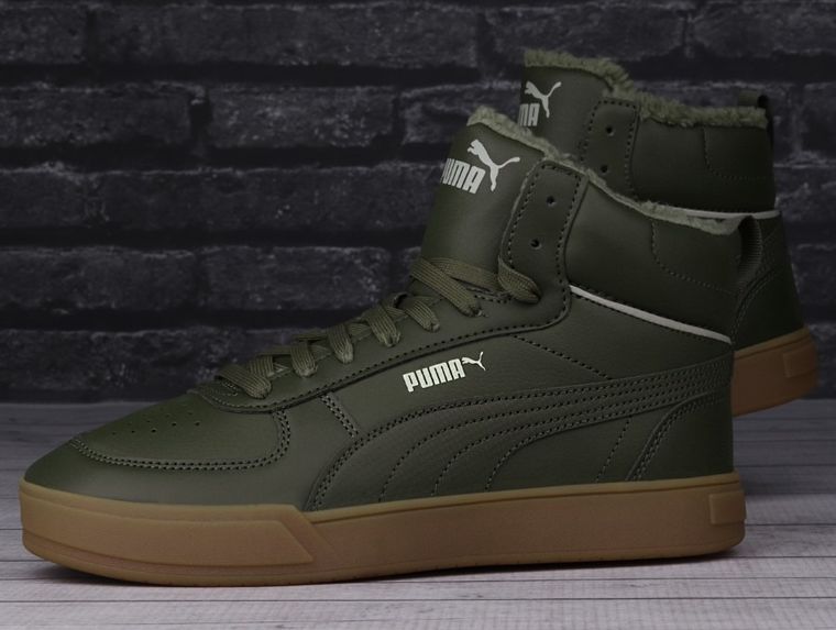 Buty zimowe męskie, ocieplane, zielone, Puma Caven Mid Winter