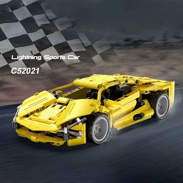 Cada, Lightning Sports Car z napędem Pull-back, klocki konstrukcyjne, pojazd, 357 elementów