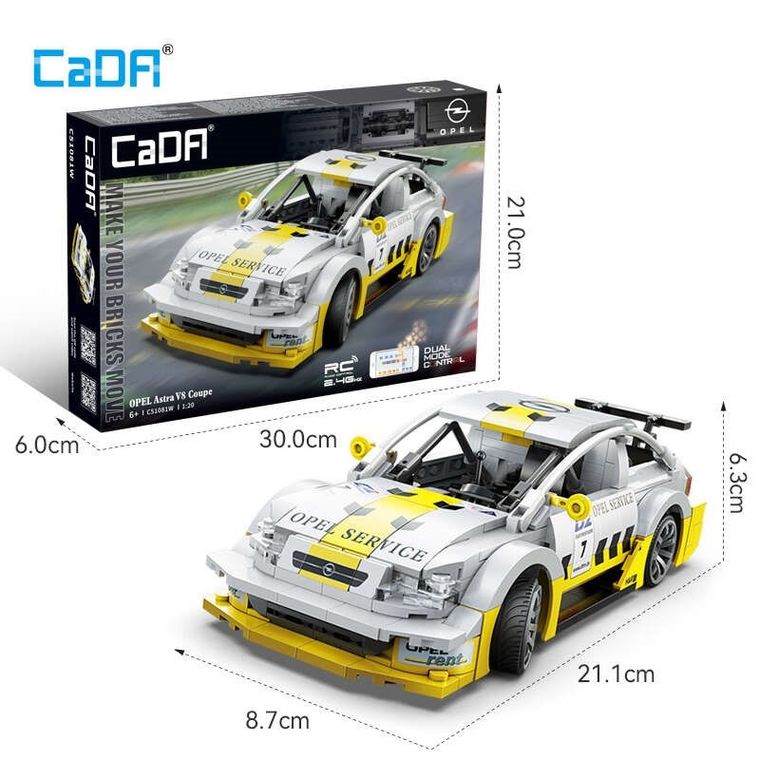 Cada, Opel Astra V8 Coupe, Dual Mode, pojazd zdalnie sterowany, biały, 1:20, 330 elementów