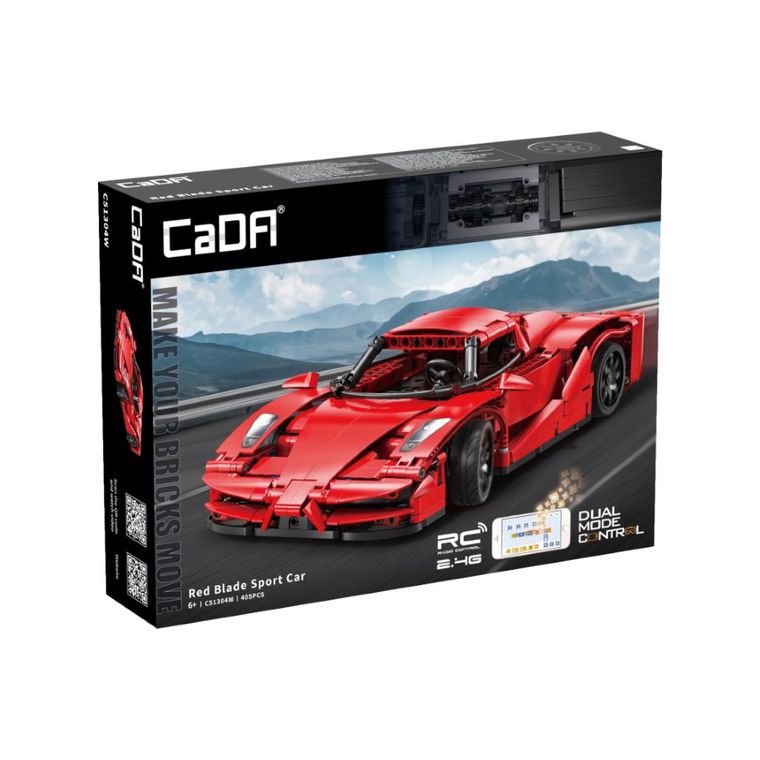 Cada, Red Blade Sport Car, pojazd zdalnie sterowany, Dual Mode, czerwony, 1:14, 32 cm, 405 elementów