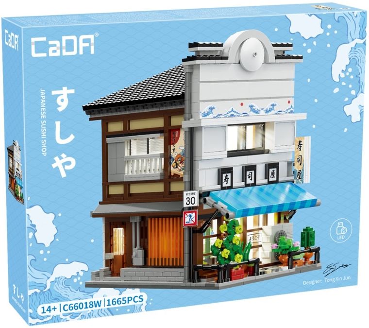 Cada, Sklep z Sushi, budynek w japońskim stylu, LED, klocki konstrukcyjne, 1665 elementów