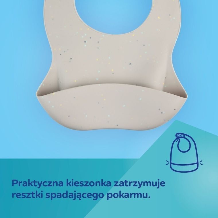 Canpol babies, Dots, śliniak silikonowy z kieszonką, yellow