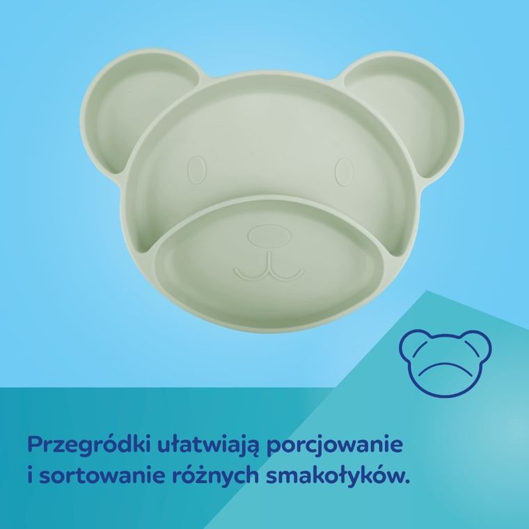Canpol babies, Miś, silikonowy, trójdzielny talerzyk z przyssawką, beige