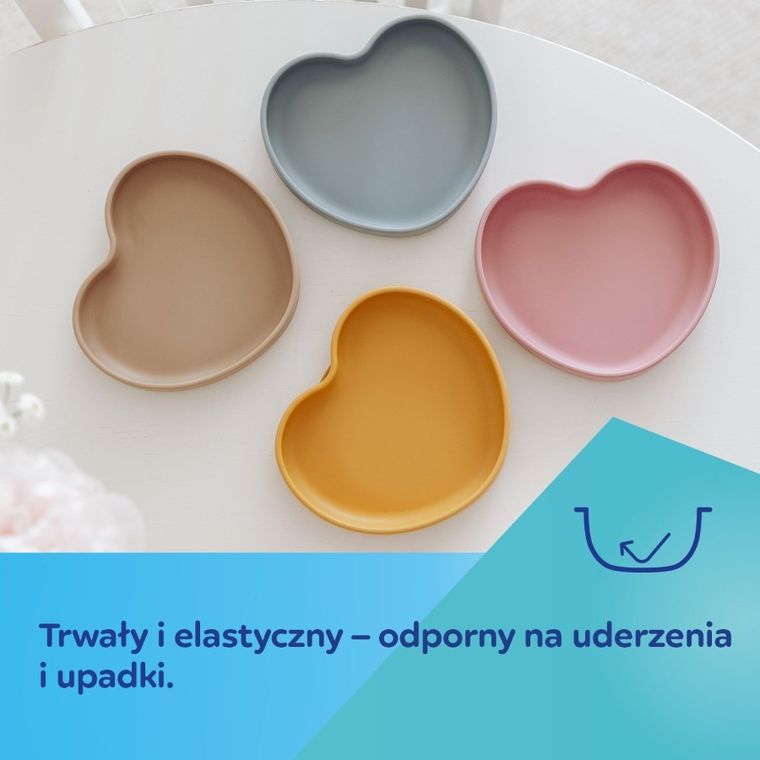 Canpol babies, Serce, talerz silikonowy z przyssawką, niebieski