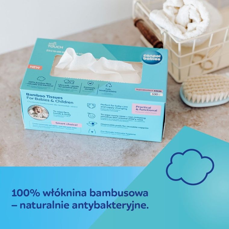 Canpol babies, suche chusteczki bambusowe dla niemowląt, 100 szt.