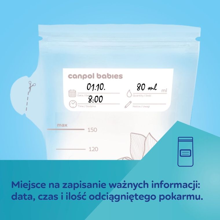 Canpol babies, torebki do przechowywania pokarmu, 150 ml, 2-25 szt.