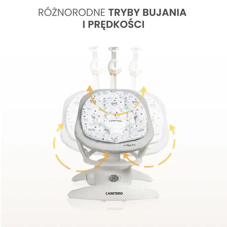 Caretero, elektryczny leżaczek i bujaczek 2w1, graphite