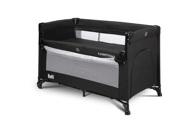Caretero, Esti, łóżeczko turystyczne z opuszczanym bokiem, Black
