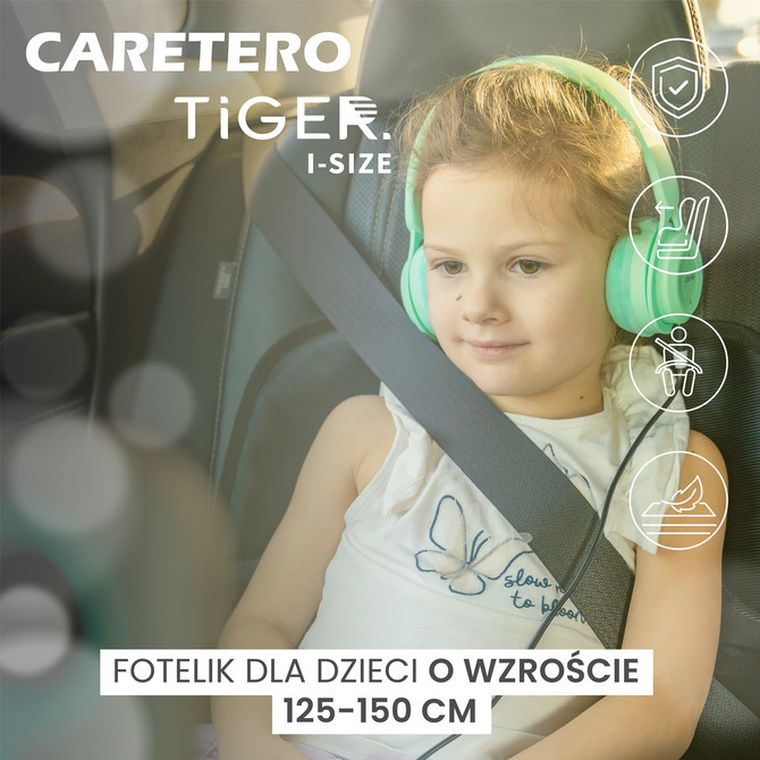 Caretero, Tiger i-Size, fotelik samochodowy, pink, 125-150 cm