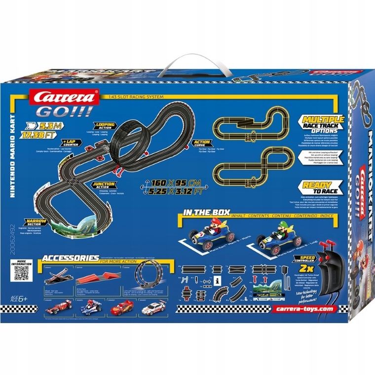 Carrera Go, Super Mario, tor wyścigowy z pojazdami, 5,3 m