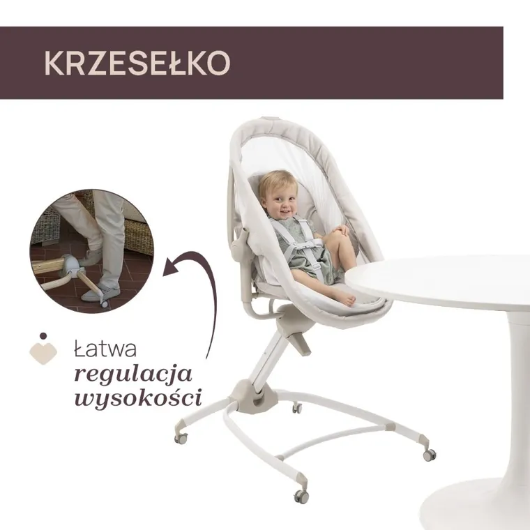 Chicco, Baby Hug Armonia, 4w1: łóżeczko, leżaczek i krzesełko do karmienia, motherpearl