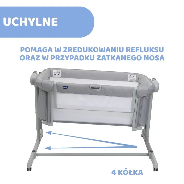 Chicco, Co-Sleeping, Next2Me, Magic Evo, łóżeczko dostawne, grey mist