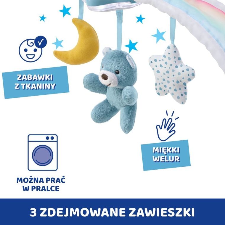 Chicco, First Dreams, Panel Rainbow Sky, nocna lampka z muzyką, uspokajacz, niebieski