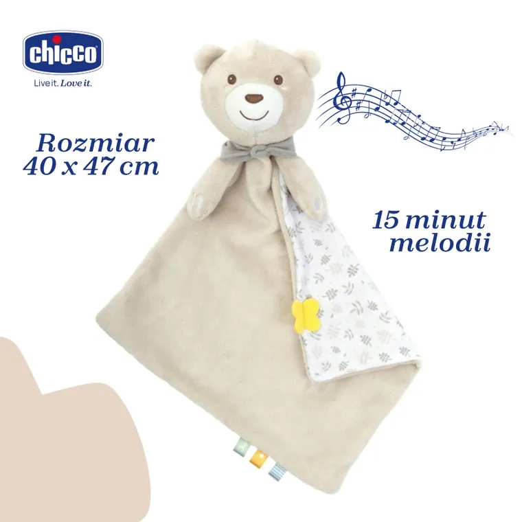 Chicco, First Dreams, przytulanka z muzyką, Maxi Doudou, beżowa