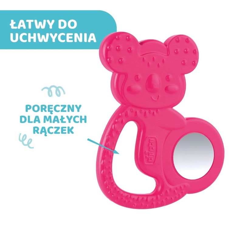 Chicco, Koala, gryzak ze stalą nierdzewną, różowy