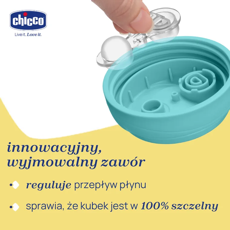 Chicco, kubek treningowy, niekapek z twardym ustnikiem, turkusowy, 6m+, 200 ml