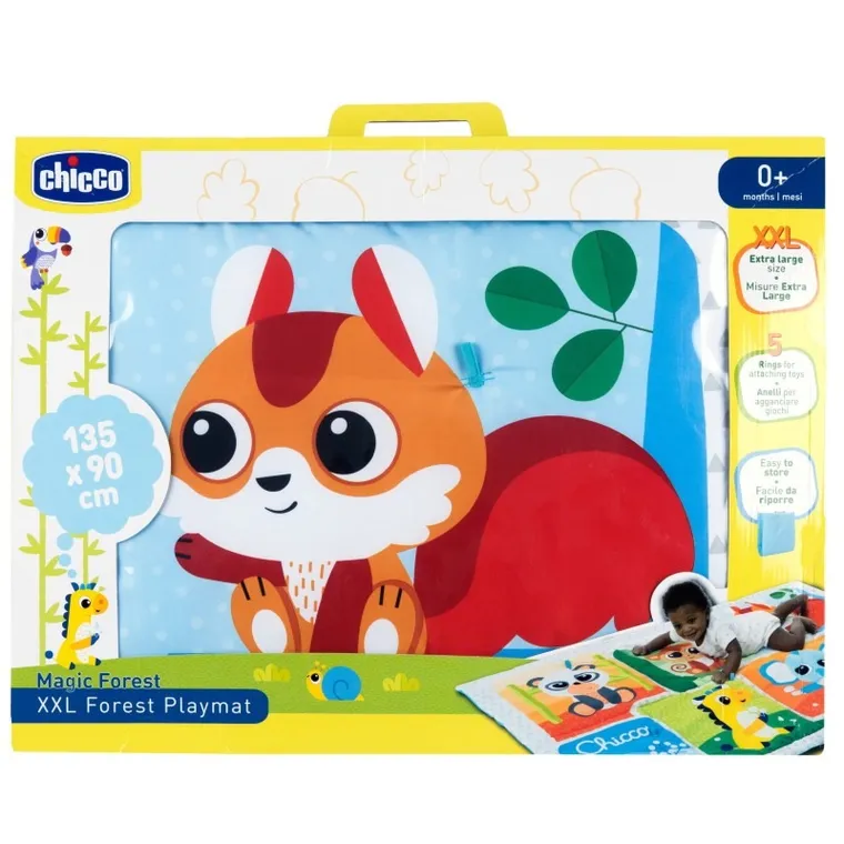 Chicco, Magic Forest, Mata XXL, miękka i duża mata do zabawy, zwierzątka