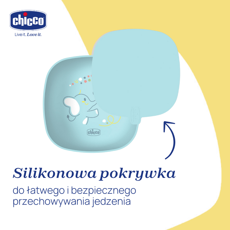 Chicco, miseczka z pokrywką, niebieska, 6m+