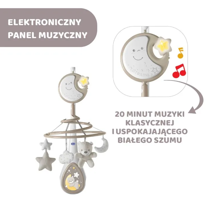 Chicco, Next2Dreams, karuzela 3w1, beżowa