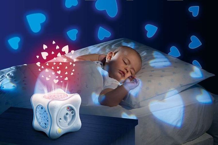 Chicco, Next2Dreams, tęczowa kostka, projektor, niebieski