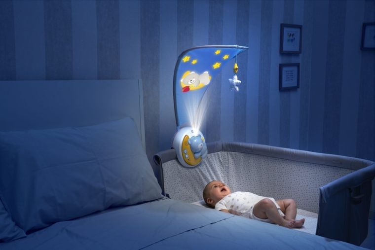 Chicco, Next2Moon, baldachim z projektorem 3w1, niebieski