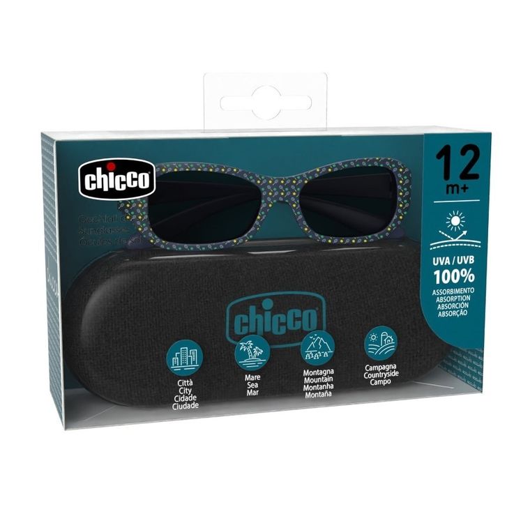 Chicco, okulary przeciwsłoneczne + etui, 12m+, morskie