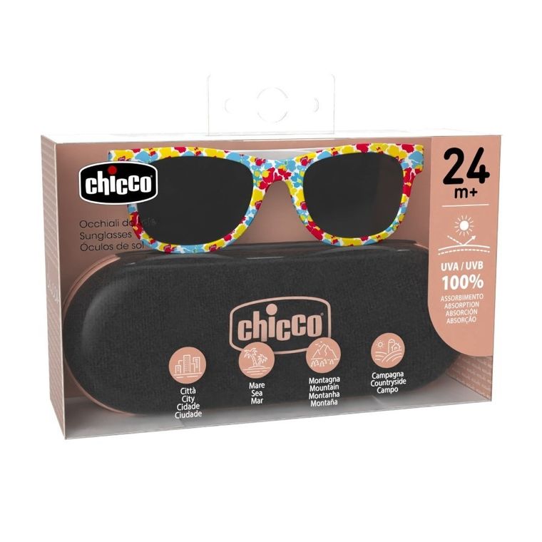 Chicco, okulary przeciwsłoneczne + etui, 24m+, szare